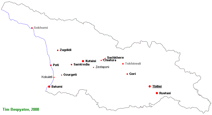 Georgian trolleybus networks' map